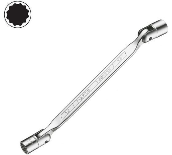 Ключ торцевой FORCE 12-ти гранный двусторонний 14ммх17мм на шарнирах, L=246мм 7521417