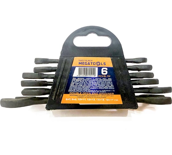 Набор ключей рожковых MEGATOOLS 6 предметов MT-5067 Black(66623)