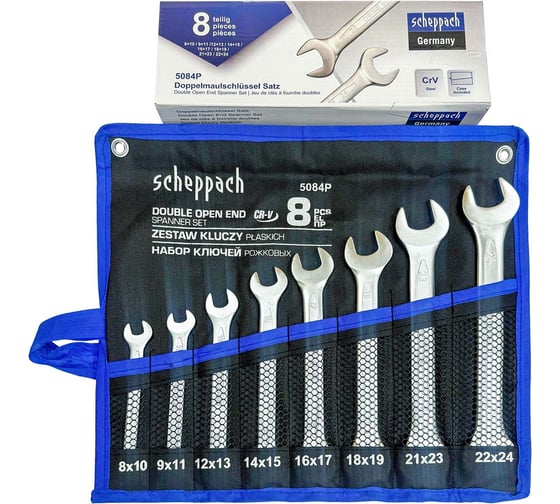 Набор ключей рожковых Scheppach 8 предметов Sch-5084P(59625)