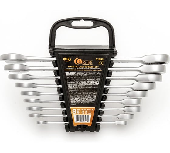 Набор ключей комбинированных трещоточных FORSTIME 9 предметов (8,10,12,13,14,16,17,18,19мм) FT-51092(59615)