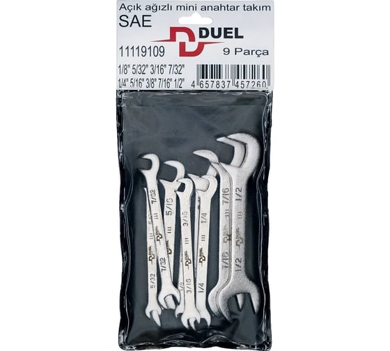 Набор рожковых угловых мини ключей DUEL SAE в блистере, 9 предметов, 11119109