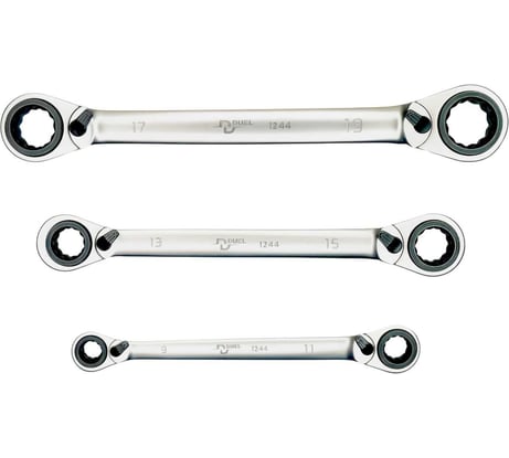 Набор накидных трещоточных ключей 4 в 1 в чехле DUEL 3 предмета, 12449203