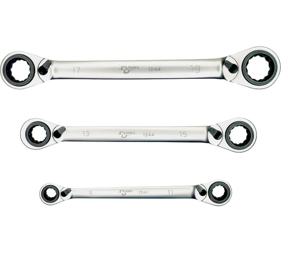 Набор накидных трещоточных ключей 4 в 1 в чехле DUEL 3 предмета, 12449203 1