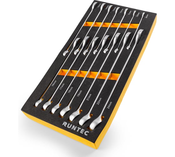Набор ключей комбинированных RUNTEC CrV 8-24 мм, в ложементе EVA, 14 предметов RT-WME14