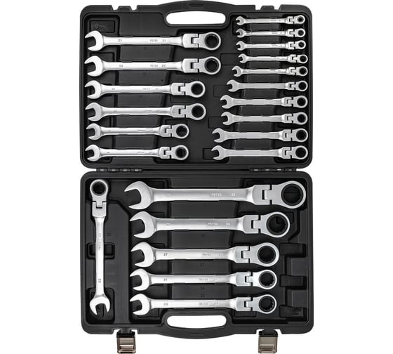 Набор ключей комбинированных трещоточных с шарниром Rockforce 22 предмета RF-10342(66506)