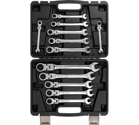 Набор ключей комбинированных трещоточных с шарниром Rockforce 12 предметов RF-10338(66502)