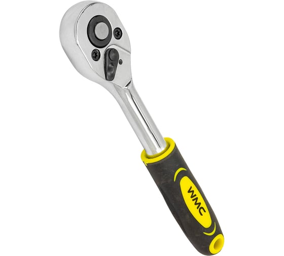 Трещотка реверсивная с двухкомпонентной резиновой рукояткой WMC TOOLS 1/4'' (длина 150мм, 24зуб, хромиров. покрытие с доп. термообработкой) WMC-80229(63417)
