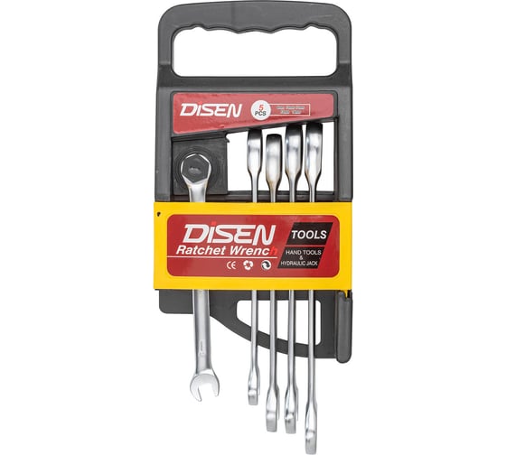 Набор ключей трещоточных Disen DSD1501 5пр.(8,10,12,13,14мм), в усиленном пластиковом держателе (54326)