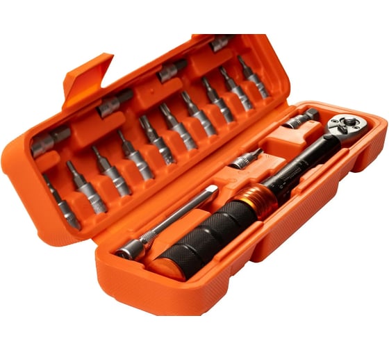 Набор бит с динамометрическим ключом MAXPILER 18 предметов, 1/4, 2-24 Нм MTW-18-SET