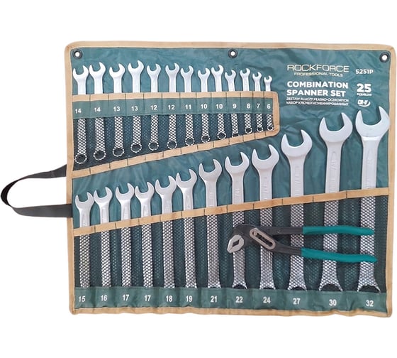 Набор ключей комбинированных Rockforce 25 предметов RF-5251P+1(67093)