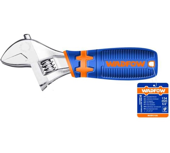 Ключ разводной WADFOW 134 мм, 0-19 мм 10/120 WAW3106
