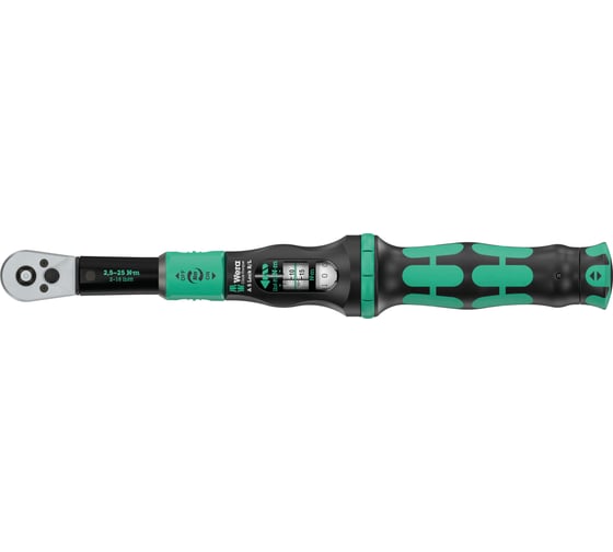 Динамометрический ключ WERA Lock A 5 R/L серии Click-Torque, регулируемый, функция отключения затяжки Torque Lock, посадочное гнездо 1/4, для правой и левой затяжки, 2,5-25 Нм WE-075693