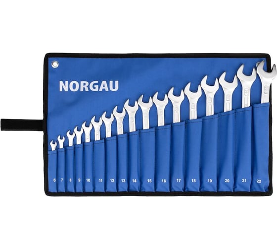 Набор гаечных комбинированных ключей NORGAU в сумке-скатке,17 шт, тип NRS7-017, 060207917