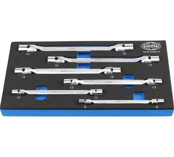 Набор ключей торцевых карданных Licota 8 - 19 мм, 6 пр., ложемент EVA ACK-E38315