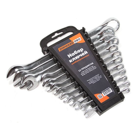 Набор ключей комбинированных DINWARD 12 шт (6-22мм) CrV на стойке 746356v