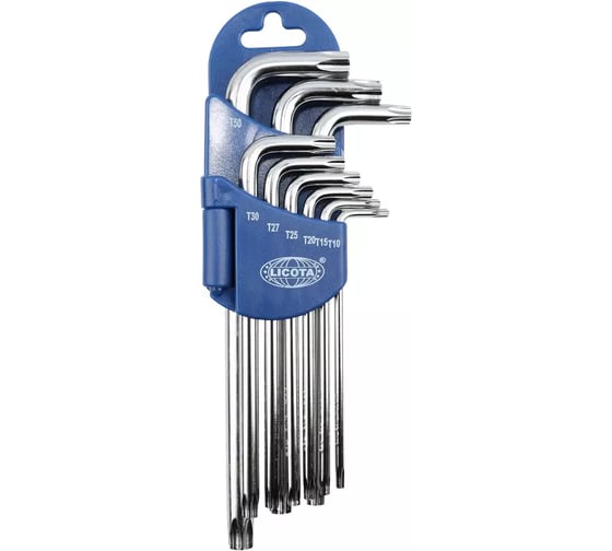 Набор торксов угловых длинных Licota 9пр. T10-T50 2TX20091DPM