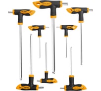Набор ключей TOLSEN Industrial шестигранных/с шаром, 2-10 мм, CrV, двухкомп. рук, 8 пр, метал. подставка 20064