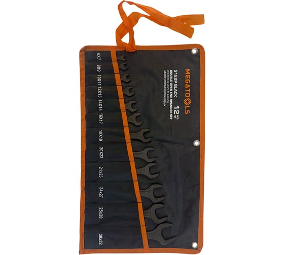 Набор ключей рожковых MEGATOOLS 12 предметов MT-5122P BLACK(67582)
