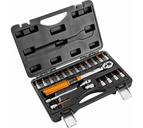 Динамометрический ключ NEO Tools 1/4", 5-25 Нм, набор 21 шт.