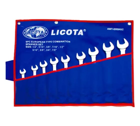 Набор ключей комбинированных Licota 9 предметов 8-19 мм AWT-ERSK07