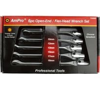 Набор ключей AmPro комбинированных рожково-шарнирных, 6 предметов 10-19мм, T40990