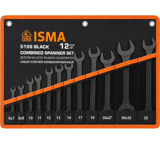 Набор ключей комбинированный 12пр. ISMA ISMA-5198 BLACK(68300)