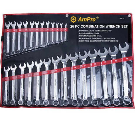 Набор ключей AmPro комбинированных, 26 предметов 6-32мм, T40172