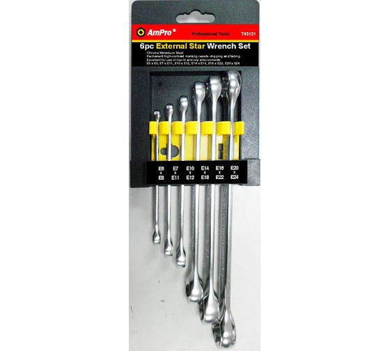 Набор накидных ключей AmPro TORX E6-E24, 6 предметов T43121 1