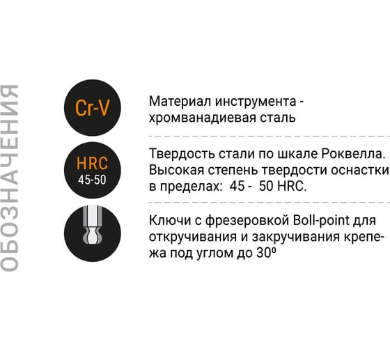 Набор ключей Nox угловых шестигранных имбусовых 9 шт. 1,5-10мм средн. длины, хром-ван. сталь  556910