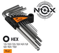 Набор ключей Nox угловых TORX 9 шт. №10-50 средней длины, хром-ван. сталь  556911