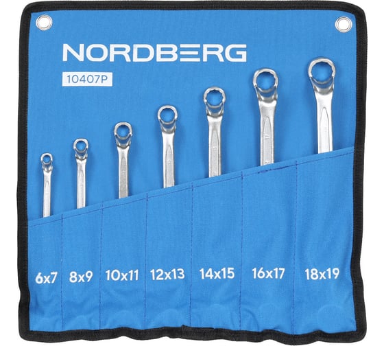 Набор ключей накидных NORDBERG, 7 предметов, 6-19 мм 10407P