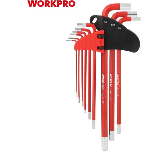 Набор шестигранных ключей WORKPRO CR-V 9шт (дюймовые, удлиненные, с покрытие) WP222017
