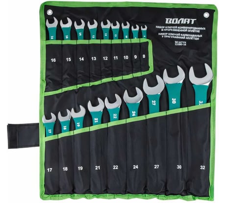 Набор ключей ВОЛАТ комбинированных 8-32 мм 18 предметов 13380-18