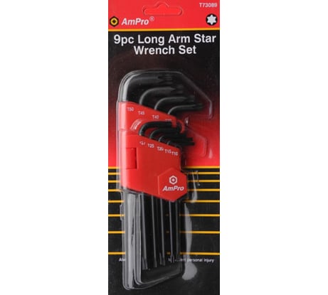 Набор Г-образных ключей AmPro TORX удлиненных, 9 предметов T73089
