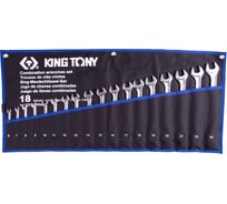 Набор комбинированных ключей KING TONY, 6-24 мм, чехол из теторона, 18 предметов 12D18MRN