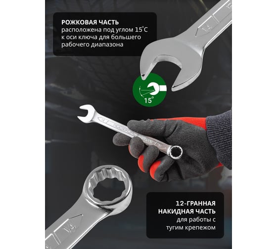 Набор ключей комбинированных 25 предметов на пластиковом держателе Rockforce RF-5261MP(50704)