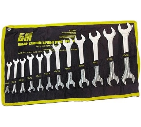 Набор ключей БМ КГД 8-32 мм 12 предметов тетроновая сумка CrV 971512