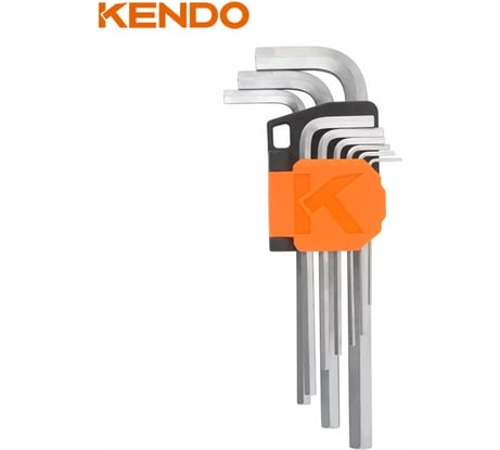 Набор шестигранных ключей KENDO без шара 9 шт с удлиненной ручкой 20733