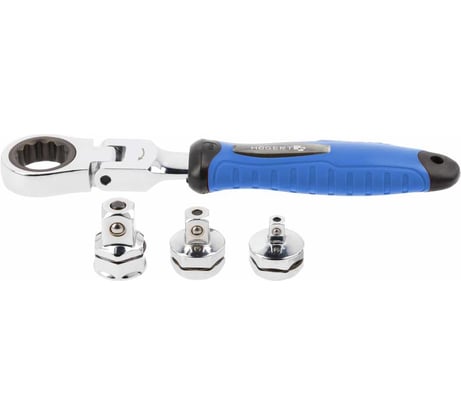 Ключ с трещоткой и шарниром HOEGERT TECHNIK со сменными адаптерами 5 шт. HT1R395