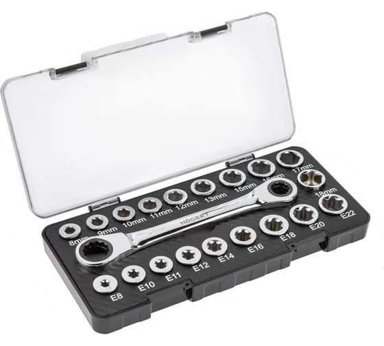 Накидной ключ HOEGERT TECHNIK с трещотками, 20 насадок HT1R492