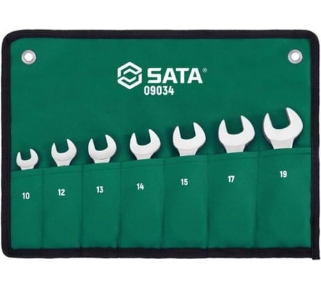 Ключи SATA 7 предметов комбинированные, укороченные, с трещоточным механизм 09034