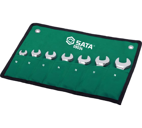 Ключи SATA 7 предметов комбинированные, укороченные, с трещоточным механизм 09034
