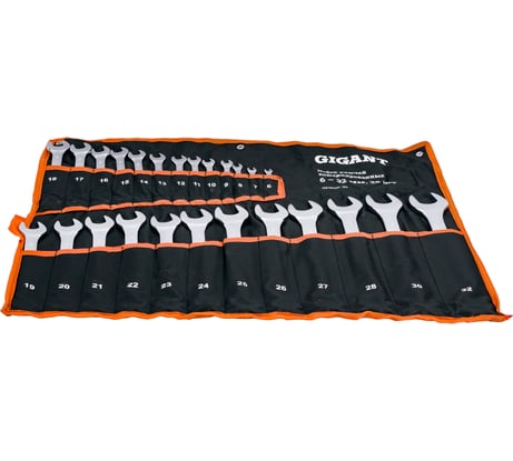 Набор комбинированных ключей Gigant 6 - 32 мм, 25шт., полированный хром, Сталь Cr-V, 6-32мм, GDWSP-25