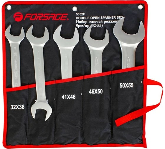 Набор рожковых ключей Forsage 5пр, 32x36, 36x41, 41x46, 46x50, 50x55мм, на полотне F-5052P 51187 1