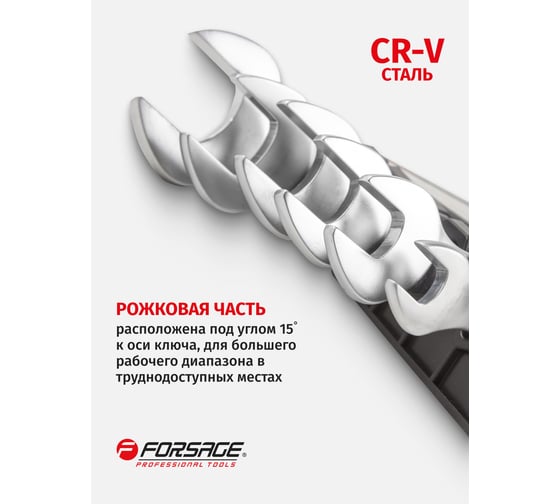 Набор рожковых ключей Forsage  6пр, 8x10,12x13,14x15,16x17,18x19,22x24мм, в пластиковом держателе F-5062MP 51189 F-5062MP(51189)