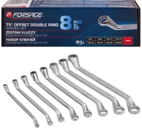 Набор накидных ключей Forsage отогнутых на 75гр.,8пр.(8x10,10x11,12x13,14x15,16x17,18x19,21x23,22x24мм),на полотне F-5088P(51191)