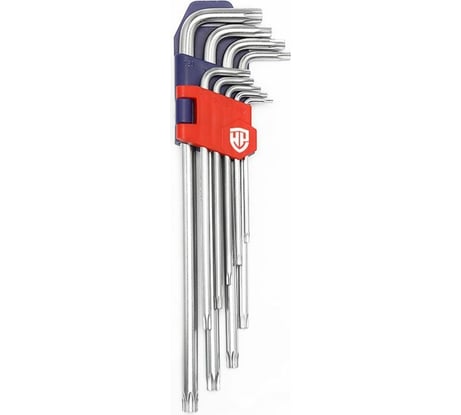 Набор Г-образных удлиненных  ключей WORKPRO TORX с отверстием 9шт WP222003