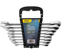 Набор комбинированных гаечных ключей DELI с трещоткой 8-19 мм/8 шт DL140108T (Сталь 40Cr, материал трещотки 50bv30, 72 зуба, пластиковый держатель) 98318