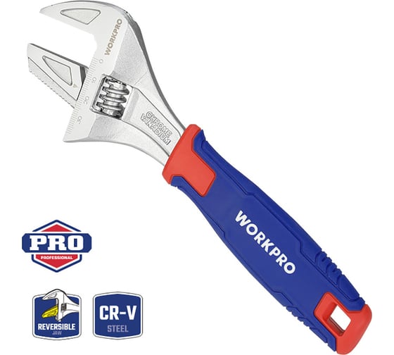 Разводной сверхширокооткрывающийся ключ WORKPRO 2 в 1 200 мм (8 дюймов) CR-V WP272014