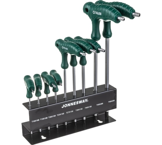Комплект угловых двухсторонних ключей Jonnesway TORX H10MT09S